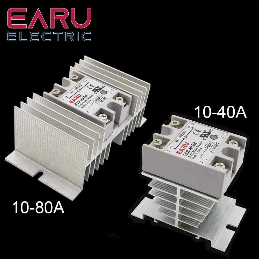 SSR-10DA SSR-25DA SSR-40DA SSR 10A 25A 40A Solid State Relay Module DC 3-32V Input AC 24-380V Output for PID Temperature Control