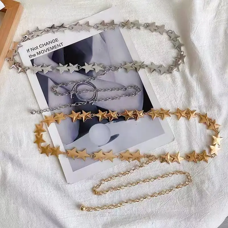Damen-Taillengürtel, Stern-Design, modisch, süß und trendig, schlankmachende Taillenkette, vielseitige Punk-Dekoration, Kleidergürtel für Damen – Detail 3