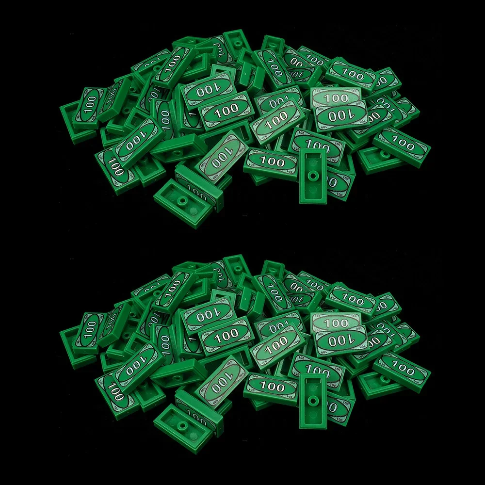 

MOC 10 PCS Green 100 Dollars 3069 Banknote Printed Pattern Building Blocks Compatible Accessories Toys Children Birthday Gifts