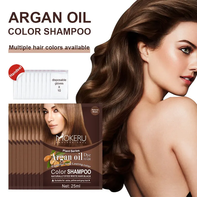 

Argan Oil Hair Dye Plant-Based Color Cream Gentle Non-Sticky Formula Natural Hair Color Kit for Men and Women New Black Shade