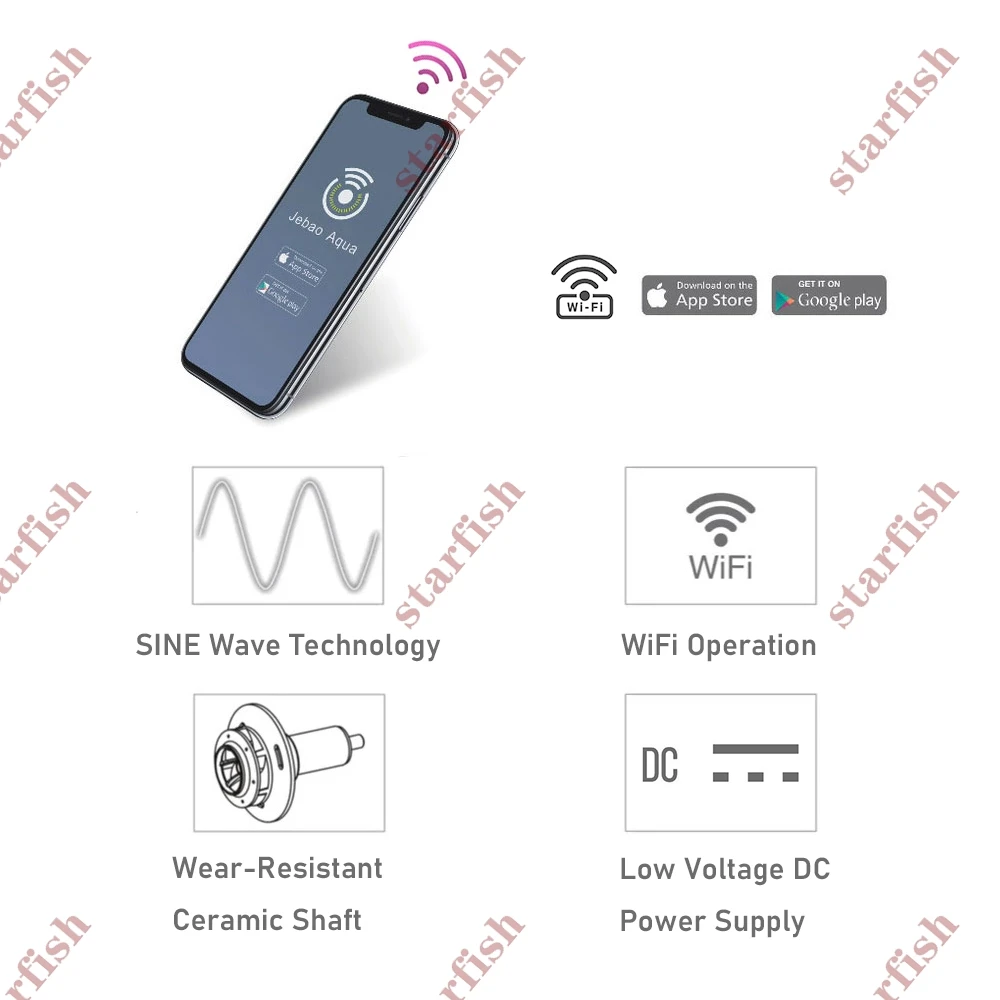 Jebao MDP Series WiFi Smart DC Water Return Pump with LCD Display Controller for Freshwater and Marine Aquarium Tank