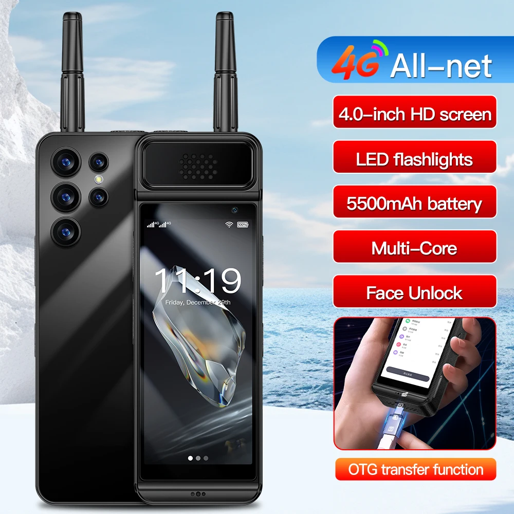 W88 Pro 4G Retro Smartphone 4.0" 4GB+64GB Android 12 Dual SIM 5500mAh Face Unlock OTG Mini Mobile Phone