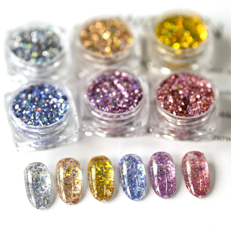 1Pc Nail Art Glitter Sequins Powder 18 Colors Holographic Laser Nail Glitter Powder For Sparkle Shinny Nail Art Decorations