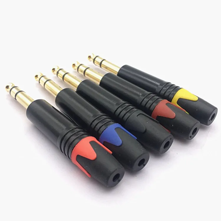 10pcs 6.5 Plug Metal Spring 6.35 Large Two Core Audio Plug 6.5 Color Mixer Microphone Speaker Plug  Electronic Data Systems