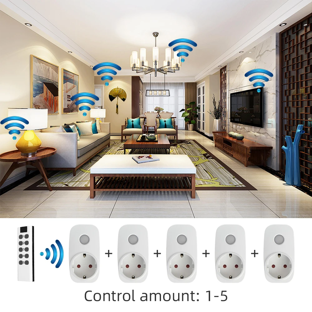 RF Wireless Remote Control Wall Socket 433Mhz Universal Smart Plug EU Power Outlet 16A 220V Controller Switch for Home Appliance