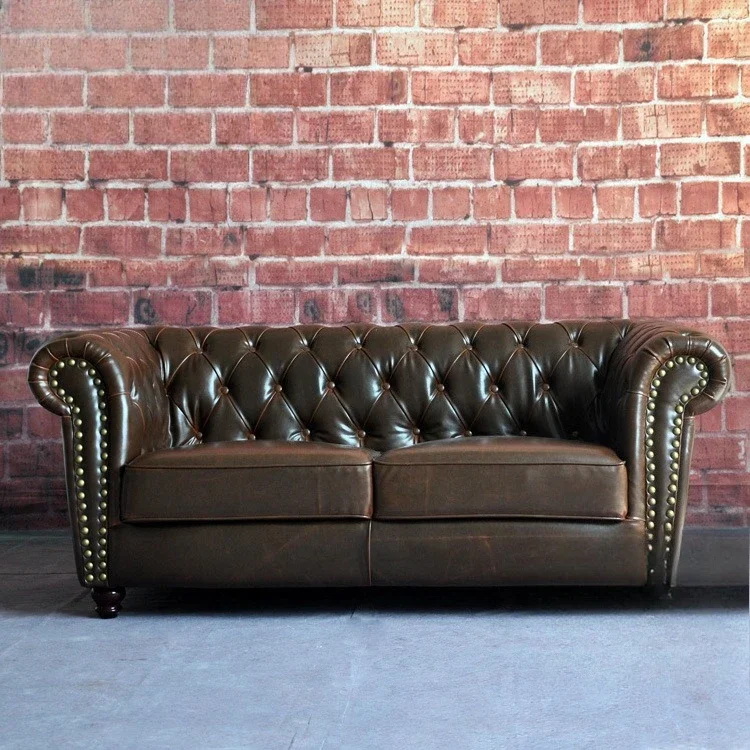

European-style pull-up leather sofa, Qingba hotel KTV coffee shop club LOFT industrial style retro and old furniture