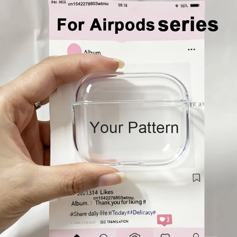 Personalized Customized Earphone Case For AirPods 4 Pro3 Clear Soft Silicone Protective Cover for AirPods Pro2 3 4 1/2 Box