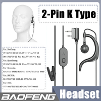 Baofeng Earpiece Headset Walkie Talkie Headphone 2-Pin K Type for UV-17 GPS UV-5RX UV-25L Quansheng UV-K6 UV-K5 CB Two Way Radio