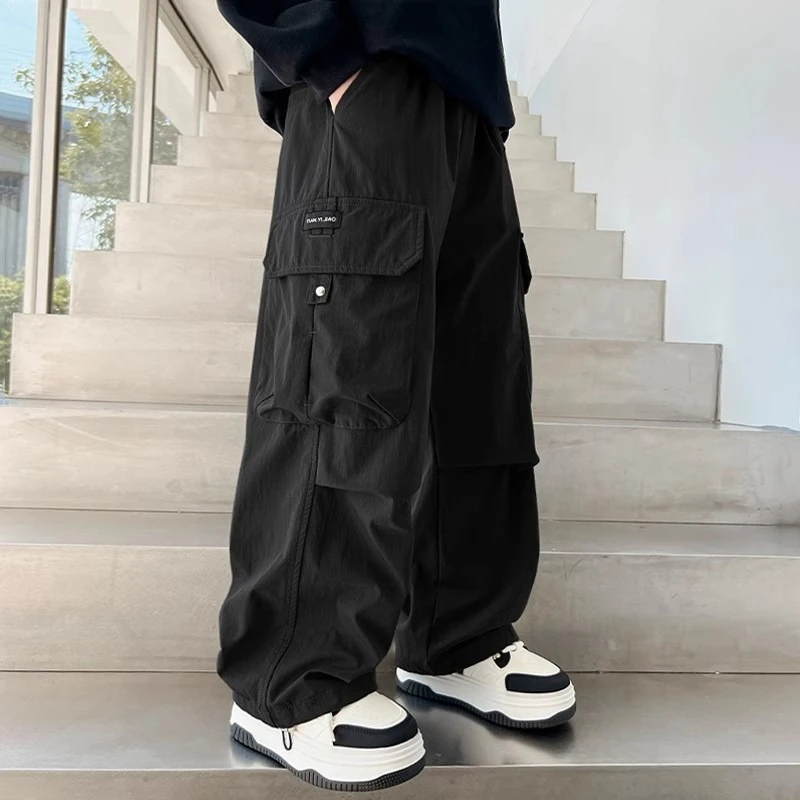 Boys' Work Pants 2026 Spring and Autumn Mid To Large Boys' Trendy Retro Handsome Straight Leg Loose and Versatile Casual Pants