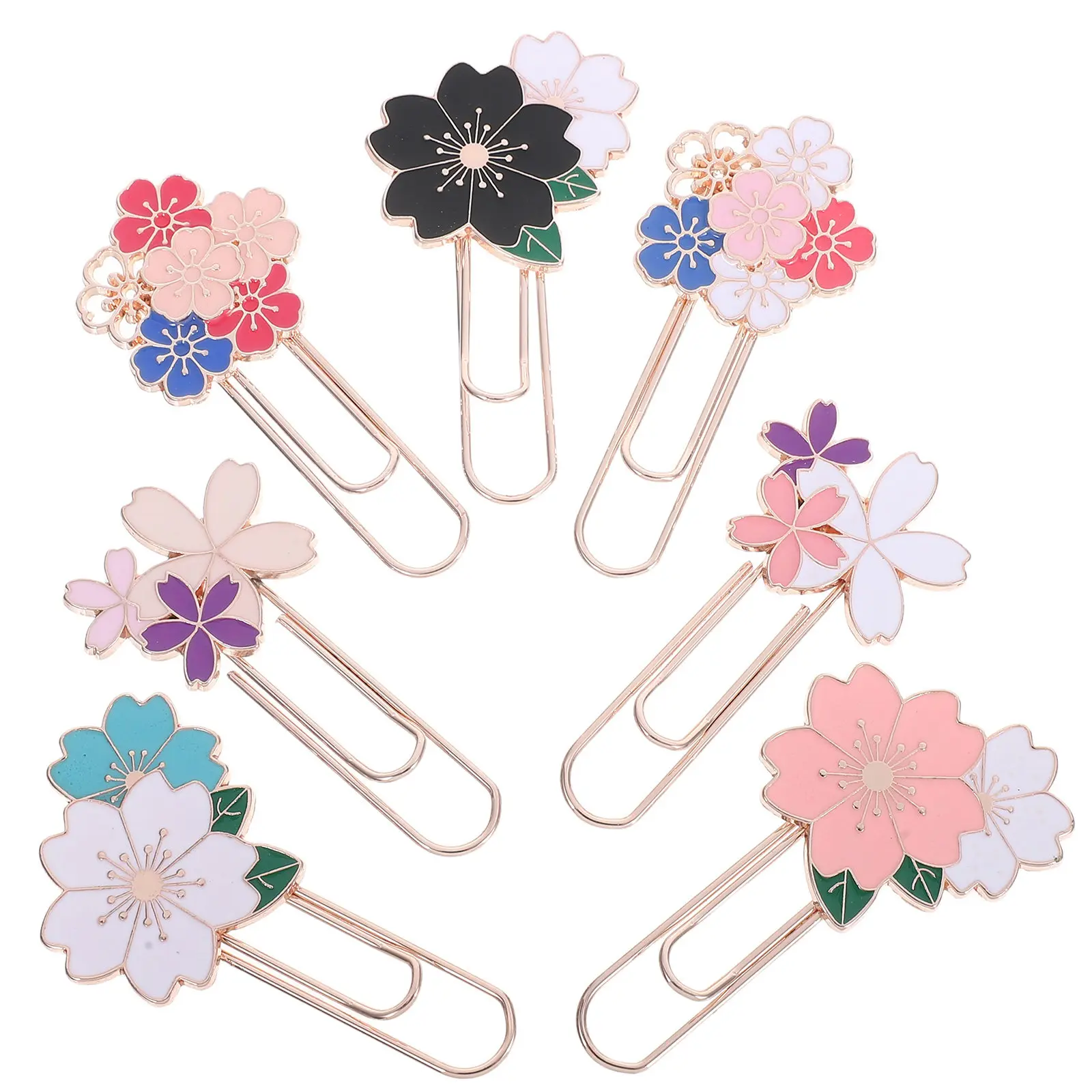 7Pcs Metal Cherry Blossom Cherry Blossom Paper Clip Paperclip Bookmarks Elegant Design Notebook Journaling Office