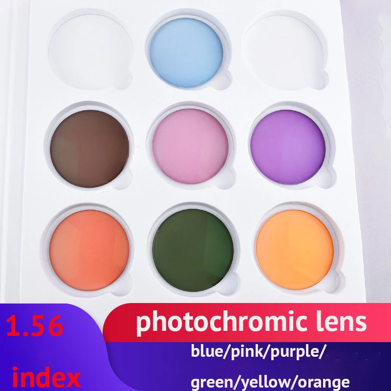 

1.56 Index Photochromic Lens Change from Pink to Blue Purple to Orange Yellow Brown Green Color Transition Eyeglass Lenses