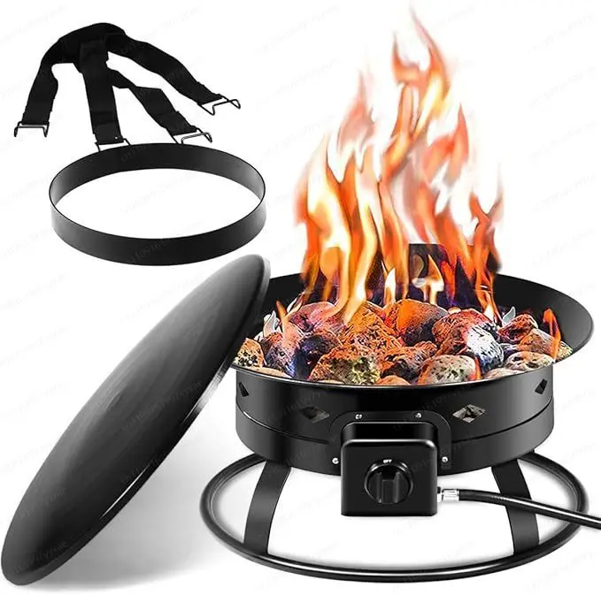 Optional good ventilated  portable outdoor gas fire pit 19 inch propane fire pit come with durable stainless steel burner