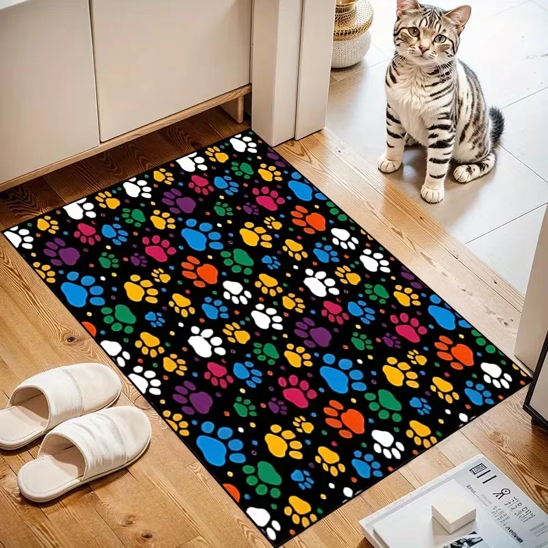 Pastel Irregular Blob Color Block Door Mat Non Slip Soft Floor Rug Geometric Print Entrance Carpet For Entryway Bedroom