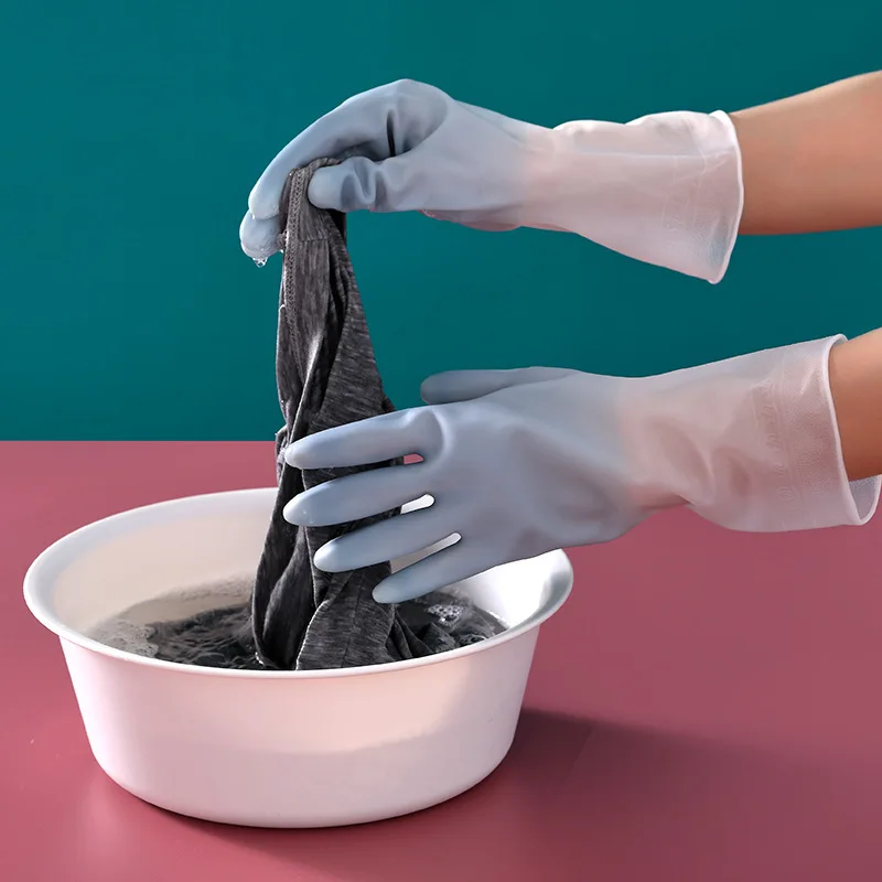 Pvc Rubber Household Waterproof Laundry Clean Durable Dry Household Rubber Dishwashing Gloves Kitchen