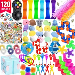 120 pçs brinquedos fidget conjunto autismo tdah brinquedo sensorial em massa inquietações para sala de aula brinquedo mole favores de festa para adultos crianças meninos meninas