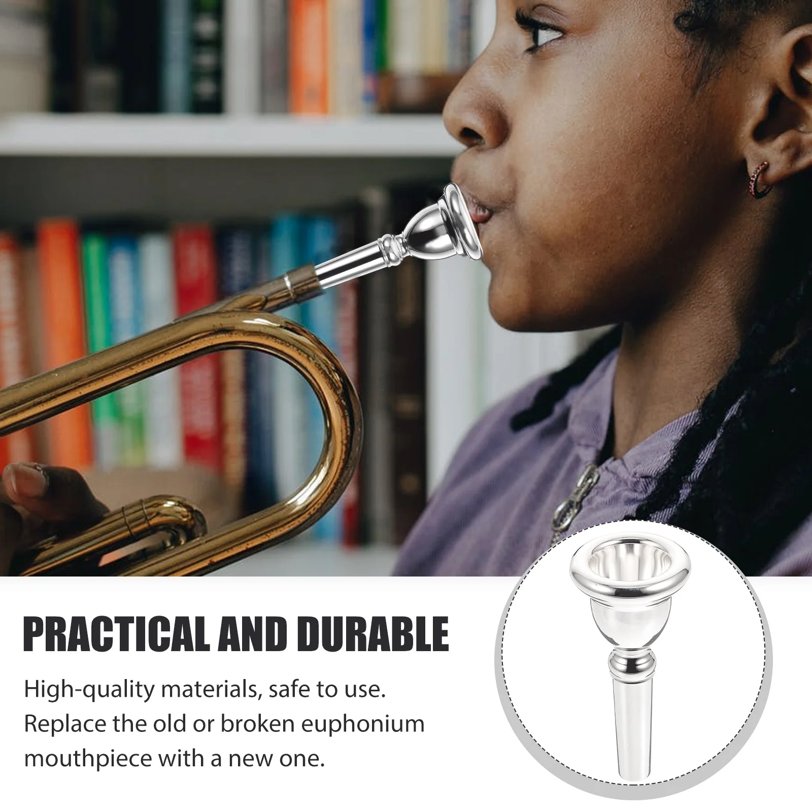 

Delicate Copper Euphonium Mouthpiece Professional Accessory Lustrous Color for Musical Instruments Euphonium Replacement