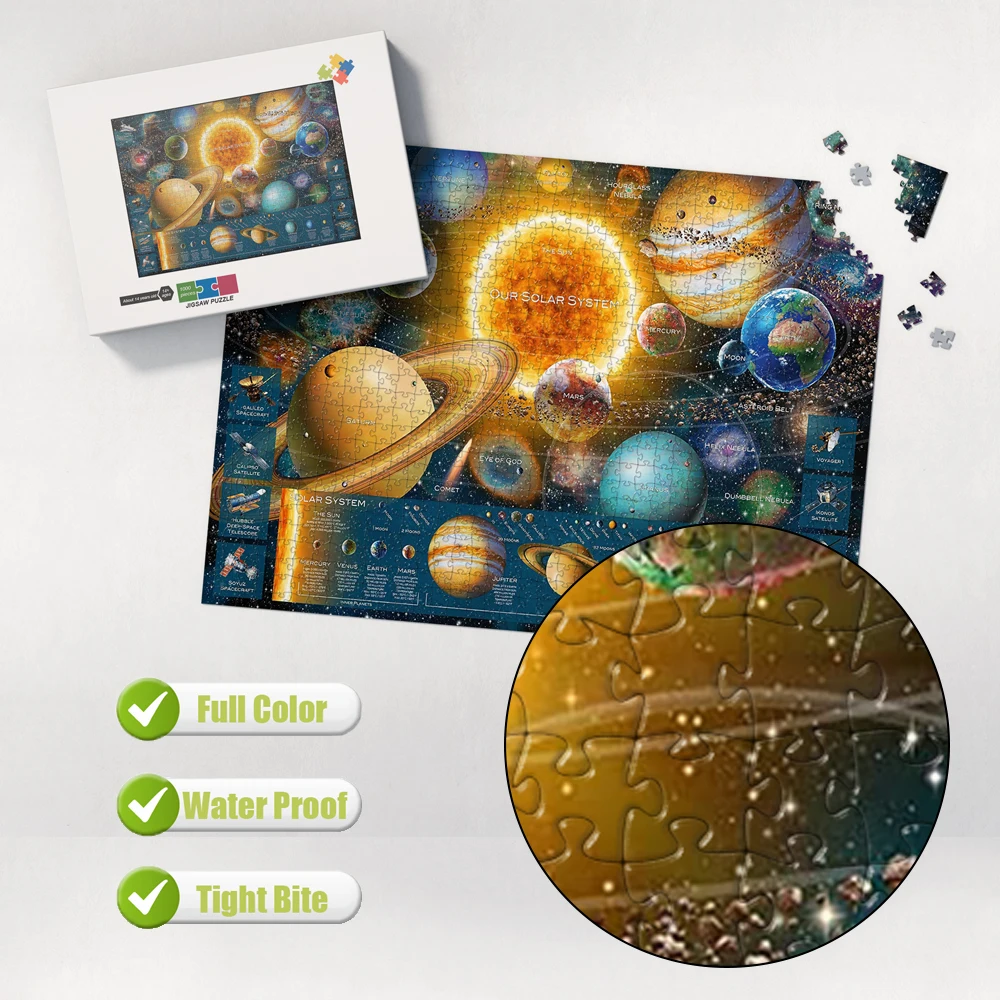 Solar System Cartoon Jigsaw Puzzle Manual DIY Puzzle Kids Learning Educational Toys Kid's Birthday Gift Multiple Size Available