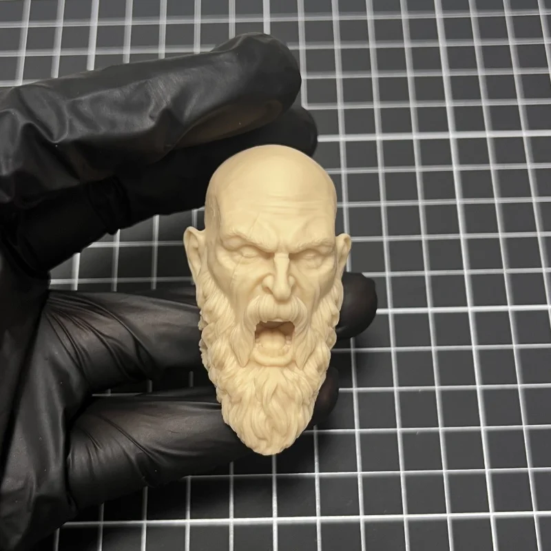 Kit de modelo de tallado de cabeza de resina, Hardman Kratos, figura de emoji rugiente, sin montar y sin color, escala 1:6