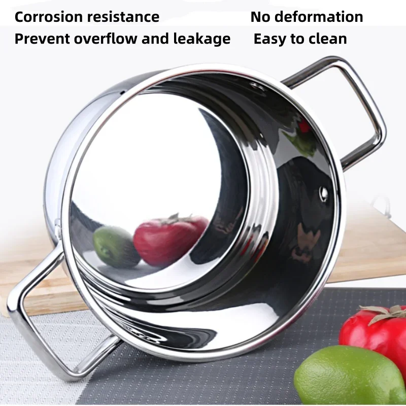 Thickened Stainless Steel Pot for Far-Off Soup with Double Ear and Thickened Bottom for Gas and Induction Cookers