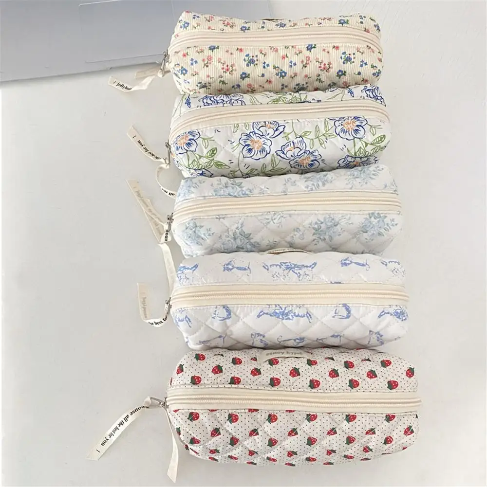 INS Fresh Floral Pencil Bags Korean Style Cute Student Pencil Cases Stationery Supplies Multi-Functional Handbag