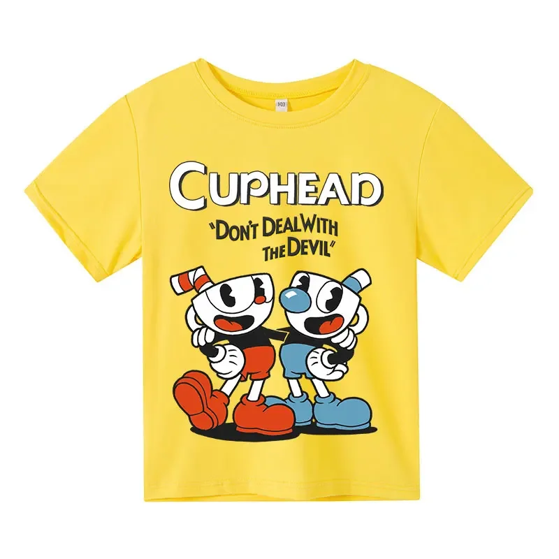 Children Cute cuphead Clothes Kids Summer Fashion T-shirt Baby Boys Cartoon Tshirts Toddler Girls Short Sleeve Casual Tops