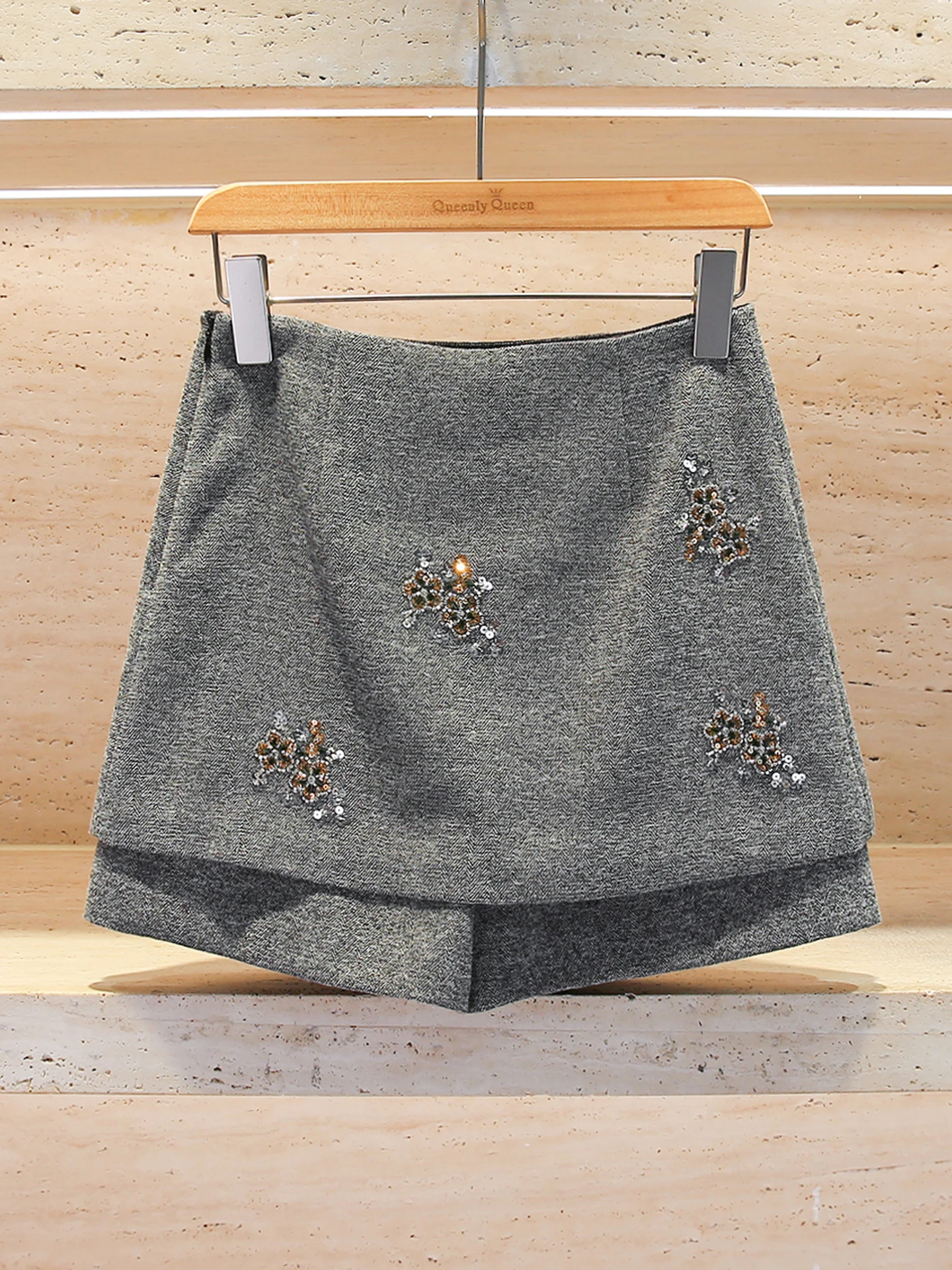 

Женские брюки M Home Nan You с высокой талией, пайетками и вышивкой, осенне-зимняя коллекция, повседневные прямые брюки-дизайн-сэнсация