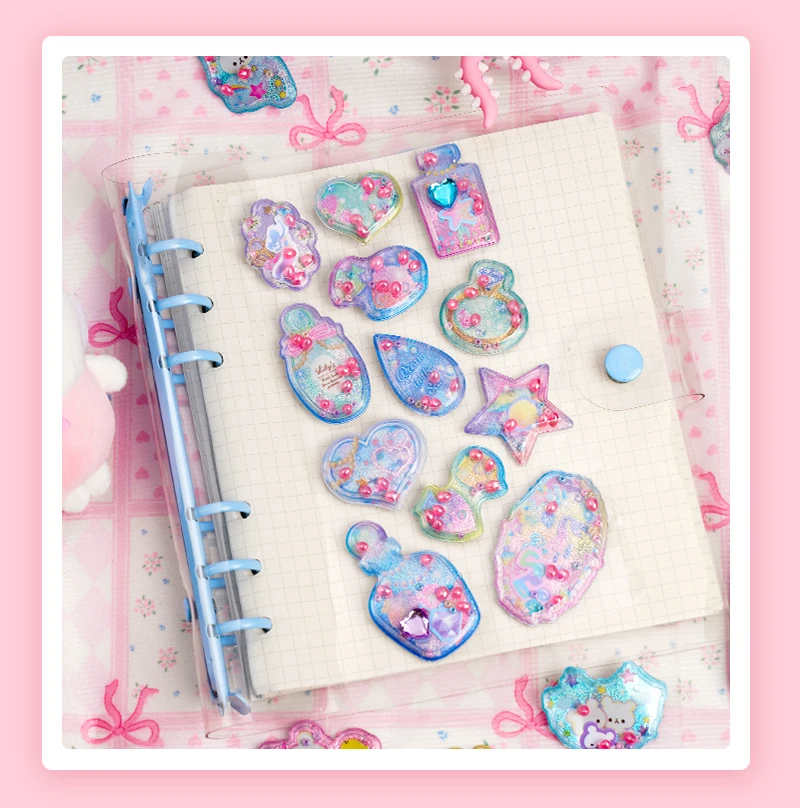 3 Stück/6 Stück Niedliche Duftende Glitzer-Schüttelaufkleber 3D Cartoon Scrapbooking DIY Journaling Schreibwaren Tagebuch-Aufkleber Schulgeschenk – Detail 9
