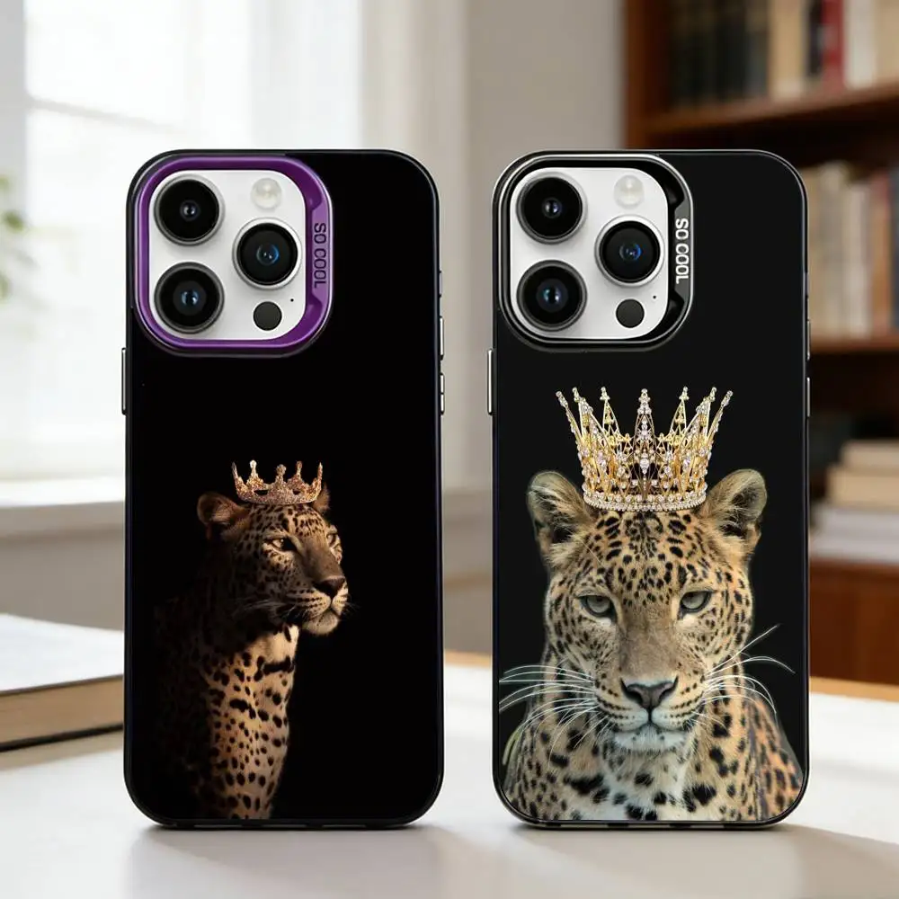 

L-Luxury L-Leopard Print Fashion Phone Case For iPhone17,16,15,14,13,12,11,Pro,MAX White Matte Shockproof Cover