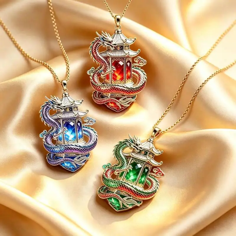 1Pcs Guanyin Bodhisattva Charm Necklace Colorful Enamel Protective Talisman Jewelry For Female Religious Party Gift