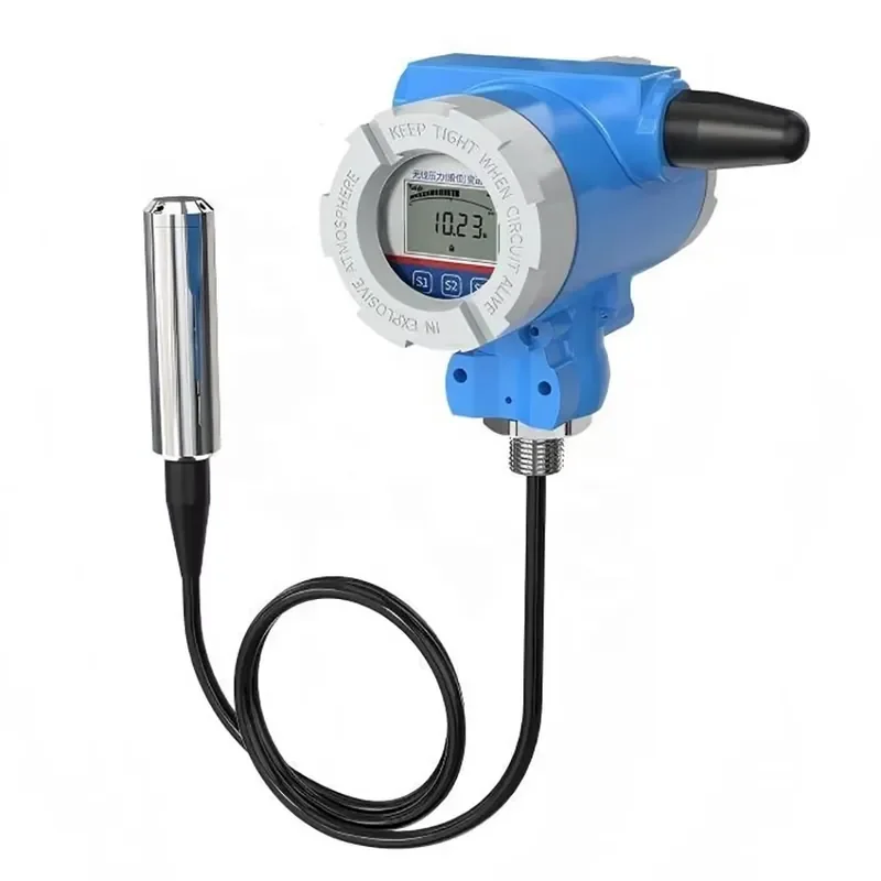Wireless Water Level Transmitter with LCD Display Submersible Hydrostatic Level Sensor for