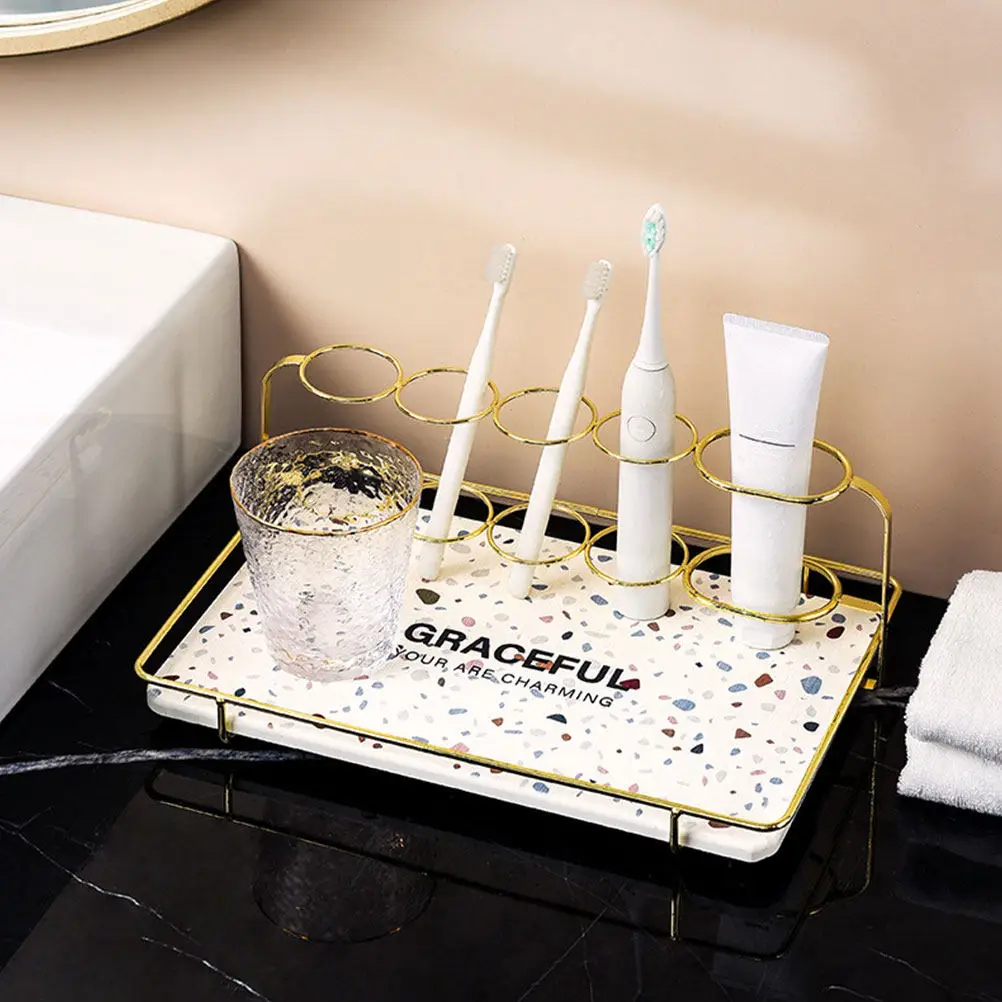 1Pcs Premium Diatom Mud Toothbrush Stand Bathroom Shelf Storage Rack Non Slip Stable Design for Washstand Restroom Supplies
