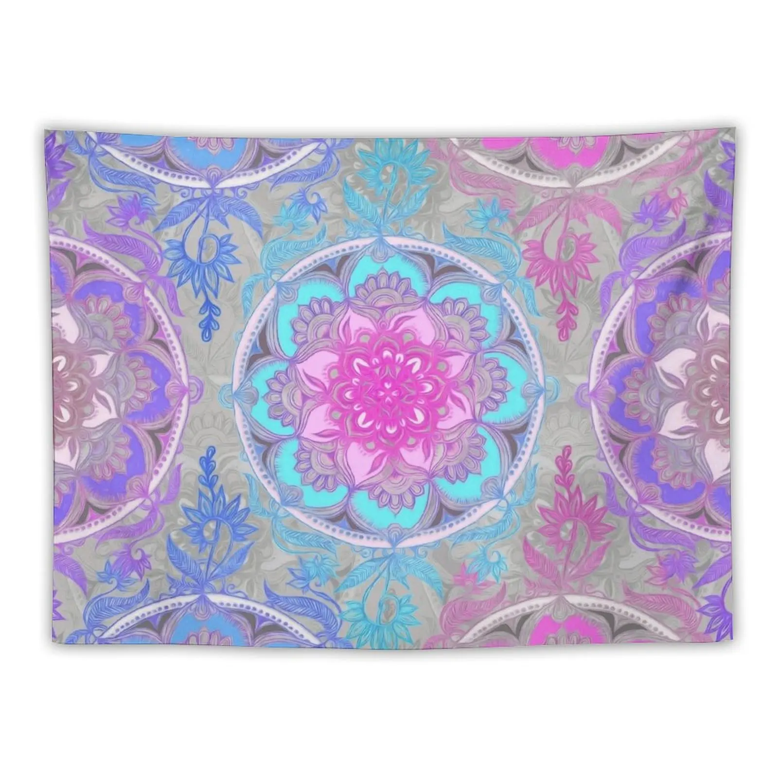 

Pink, Purple and Turquoise Super Boho Medallions Tapestry Wallpapers Home Decor Home Decorations Aesthetic Tapestry