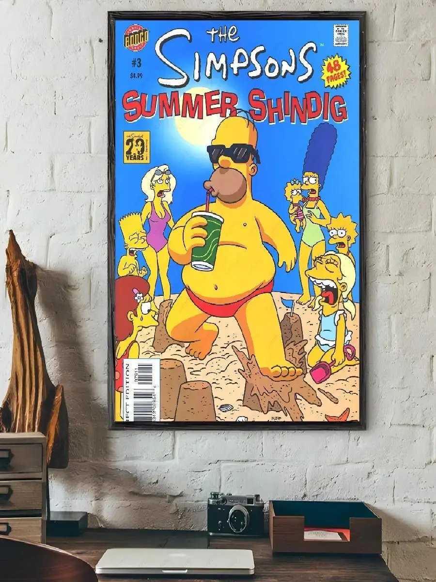 Funny Simpson Anime Cartoon Poster Waterproof Wall Art for Home Bedroom Decor