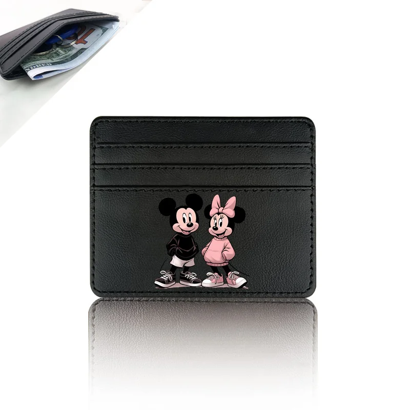 2024 Disney Mickey Minnie Mouse Pu Leather Mini Wallet Bank Credit Card Holder Causal Small ID Case for Women Purse Card Holders