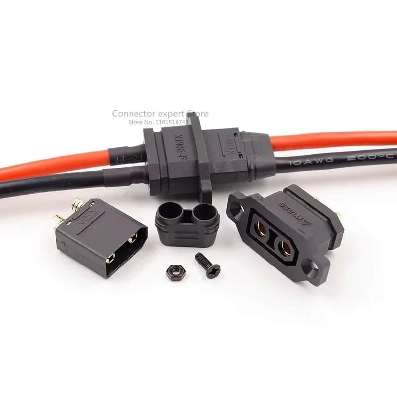 Amass XT90E-F with wire 10awg 20cm 50cm long with fixed seat lithium battery charging port plug XT90 electric vehicle connector