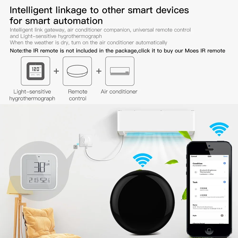 MOES ZigBee Bluetooth Smart Brightness Thermometer Sensor Light Temperature Humidity Detector Tuya Smart App Control