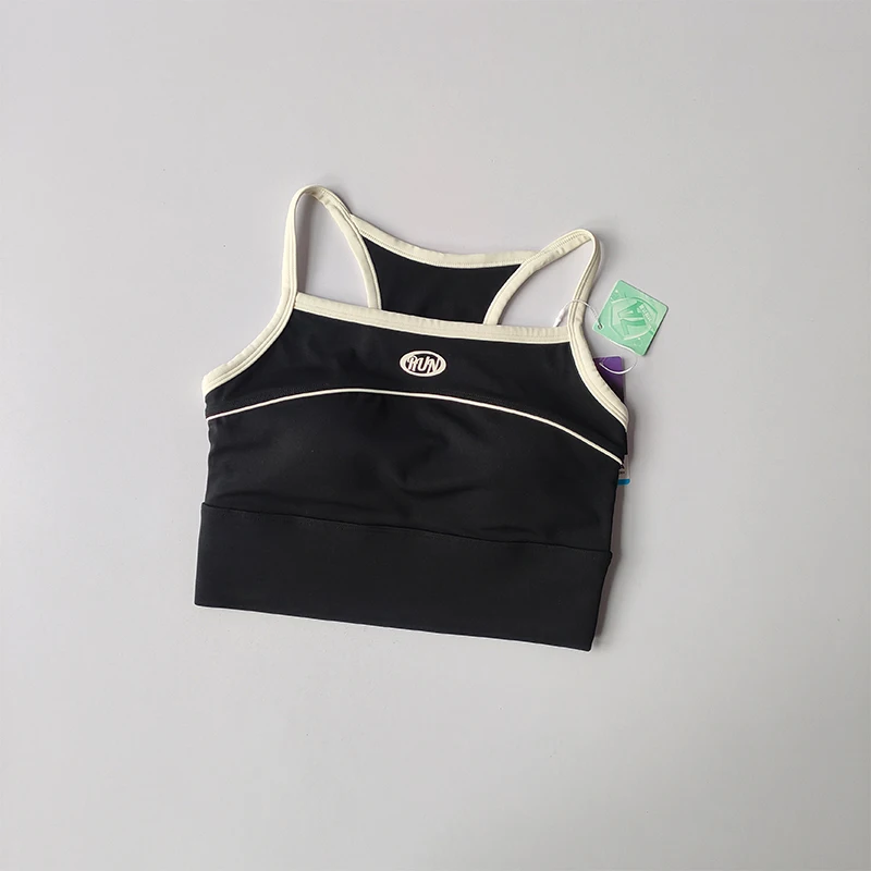 Contrasting Color Integrated Fixed Cup Yoga Underwear Gathering Shock-proof Slimming Sports Vest Running Pilates Training Bra image 6