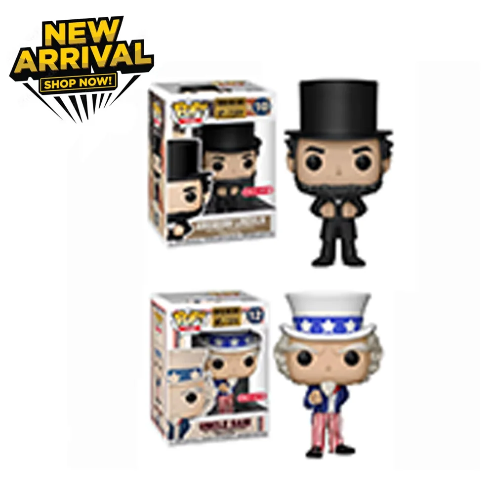 Funko Pop Icones Abraham Lincoln # 10 tío Sam # 12 figuras de acción de vinilo muñecas juguetes regalo para niños
