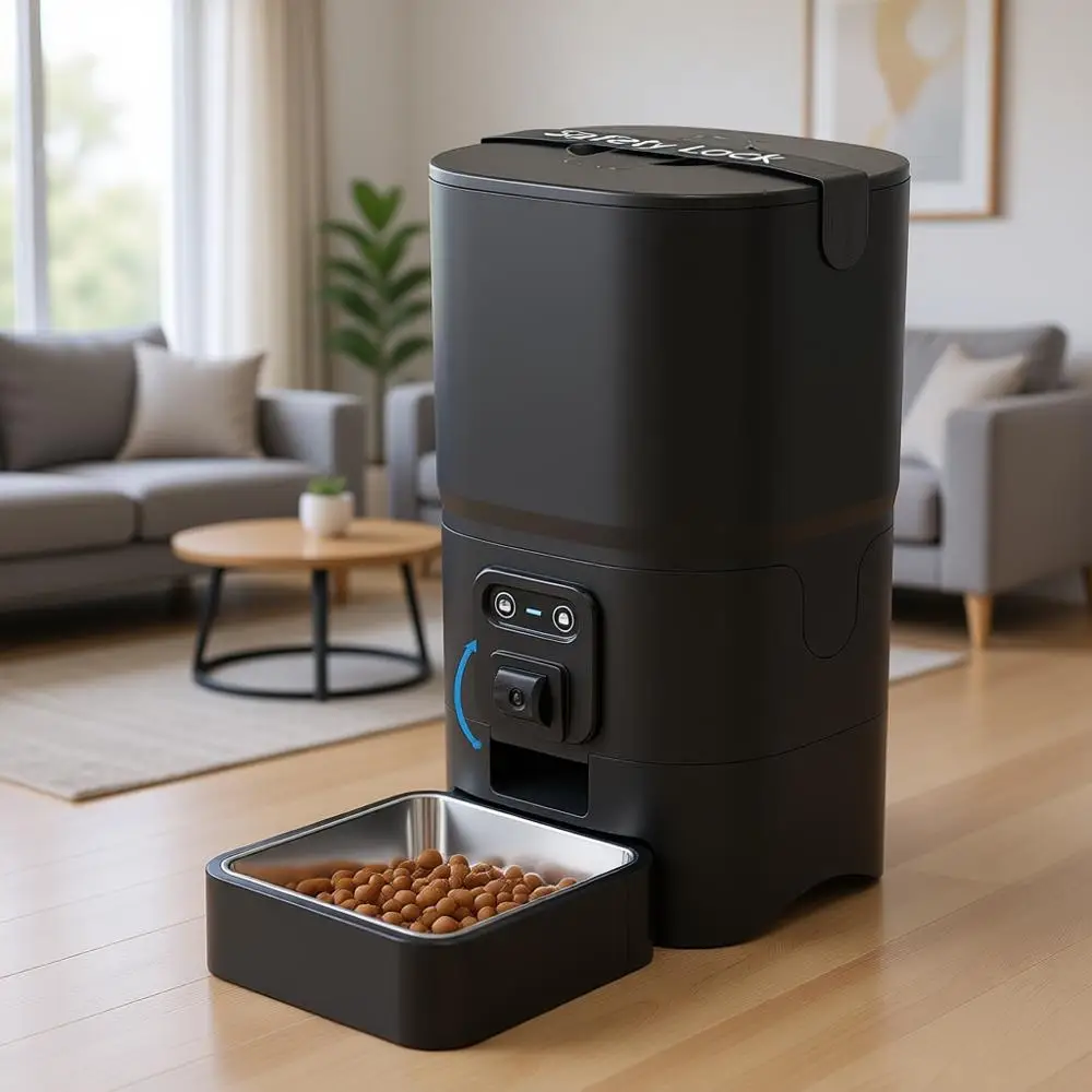 

6L 2.4G Smart Pet Feeder with Camera & Two-Way Audio, Adjustable Angle, Detachable, 1-10 Meals Per Day for Cats & Small Dogs - B