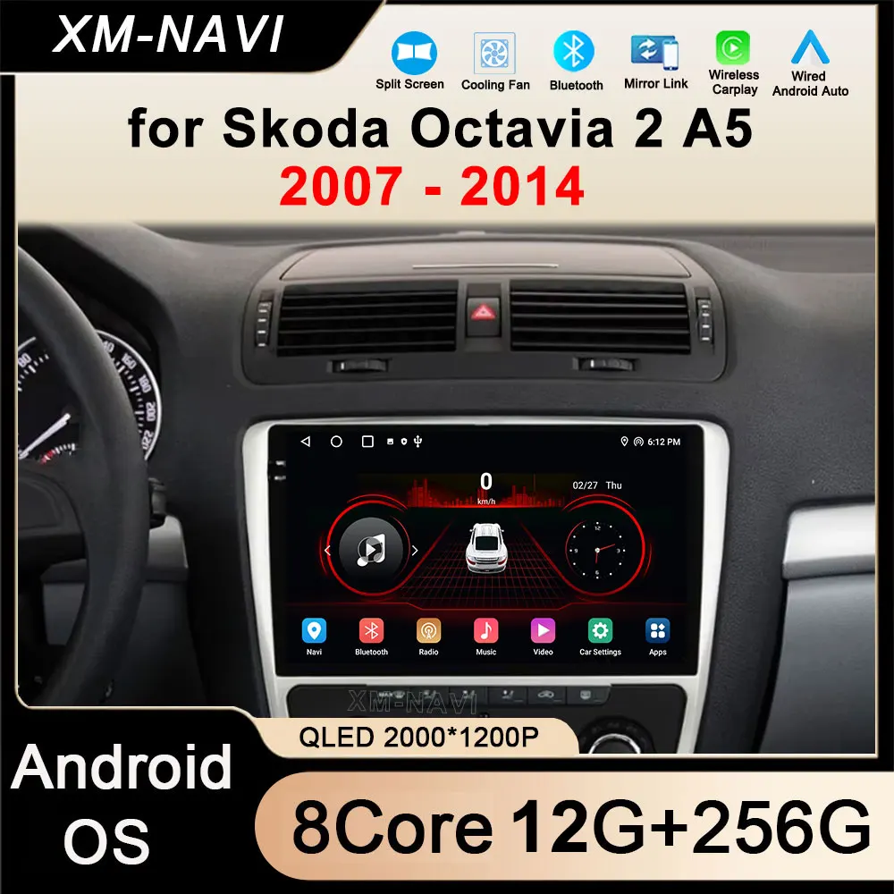 

Мультимедийный видеоплеер Android 16 для Skoda Octavia 2 A5 2007-2014 Автомобильный радиоприемник Carplay Авто GPS-навигация 4G Разделенный экран DSP