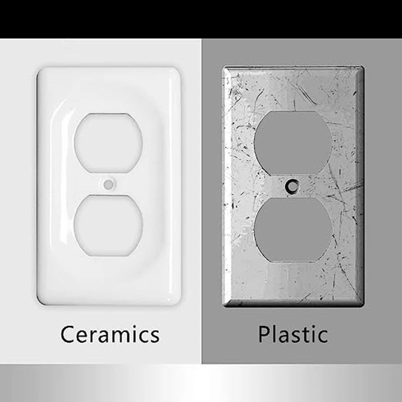 2Pack Ceramic Switch Plates Outlet Covers Switch Plate Cover White (Single Duplex)