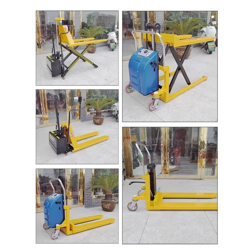 Carrello elevatore elettrico idraulico manuale per bovini con piattaforma elevatrice ad alto sollevamento a forcella