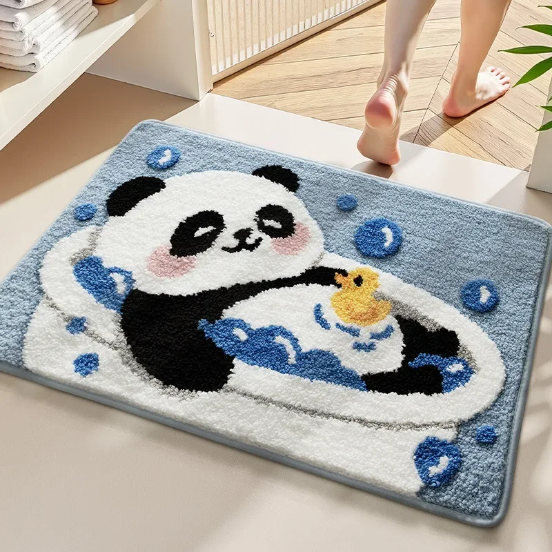 Bathroom Mat, Cartoon Carpet, Square, Non Slip, Absorbent, Plush, Machine Washable, Soft and Comfortable, Bathroom Decoration