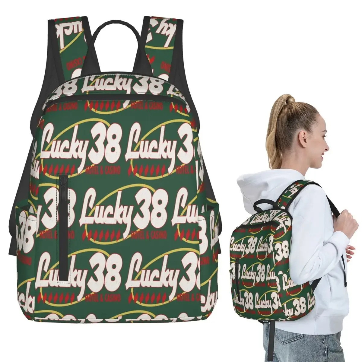 Mochila Lucky 38 Hotel & Casino Fallout New Vegas para estudiantes, niños y niñas, mochila escolar para niños, bolsos de hombro para ordenador portátil para hombres y mujeres