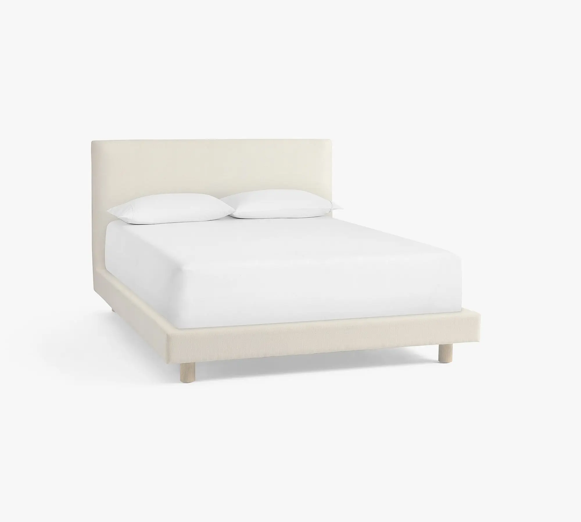 ^Luxury, Simple Solid Wood Bed with Customizable Fabric Options - Direct From Factory