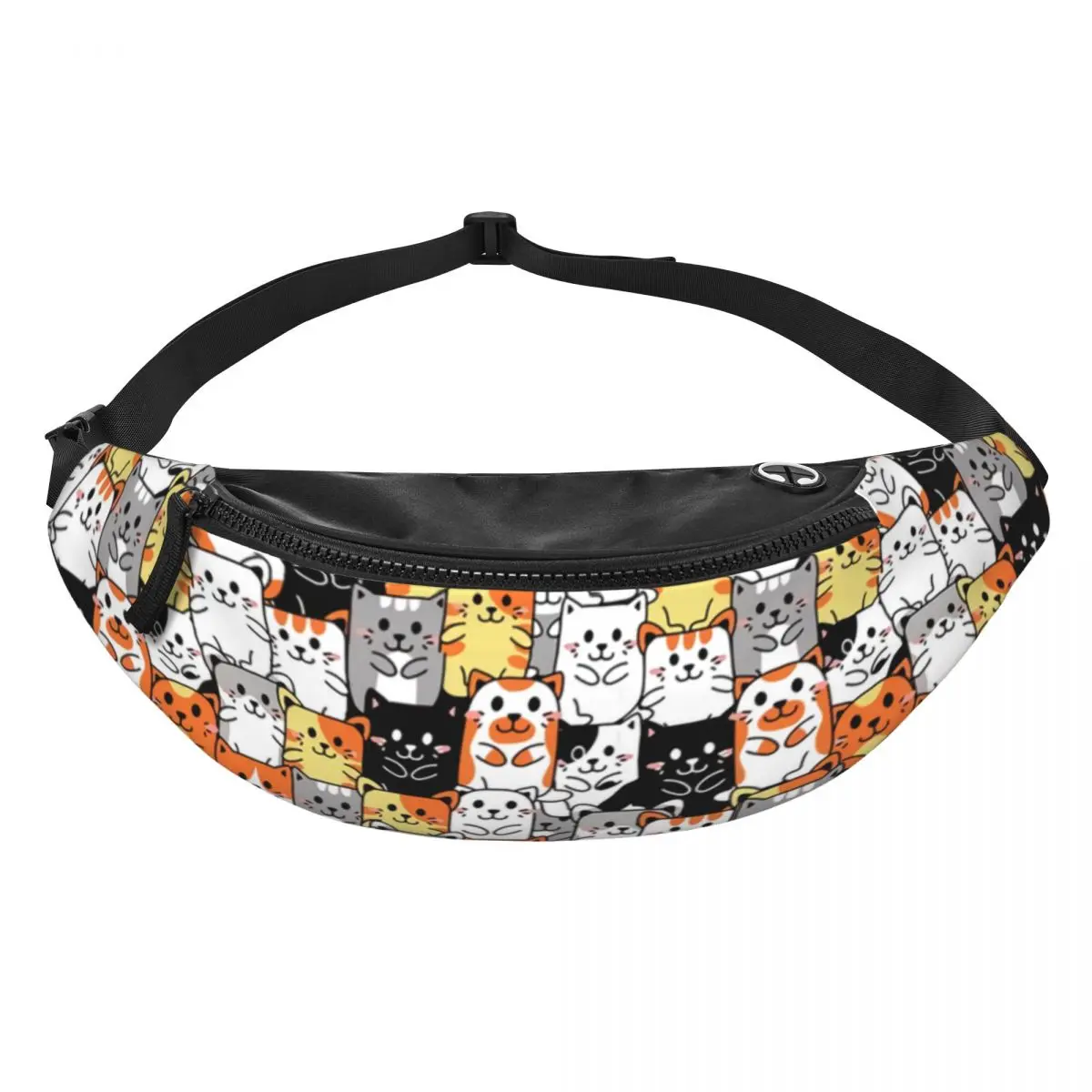 Cute Kitten Cat Pattern Fanny Pack Women Men Custom Cartoon Animals Crossbody Waist Bag for Traveling Phone Money Pouch