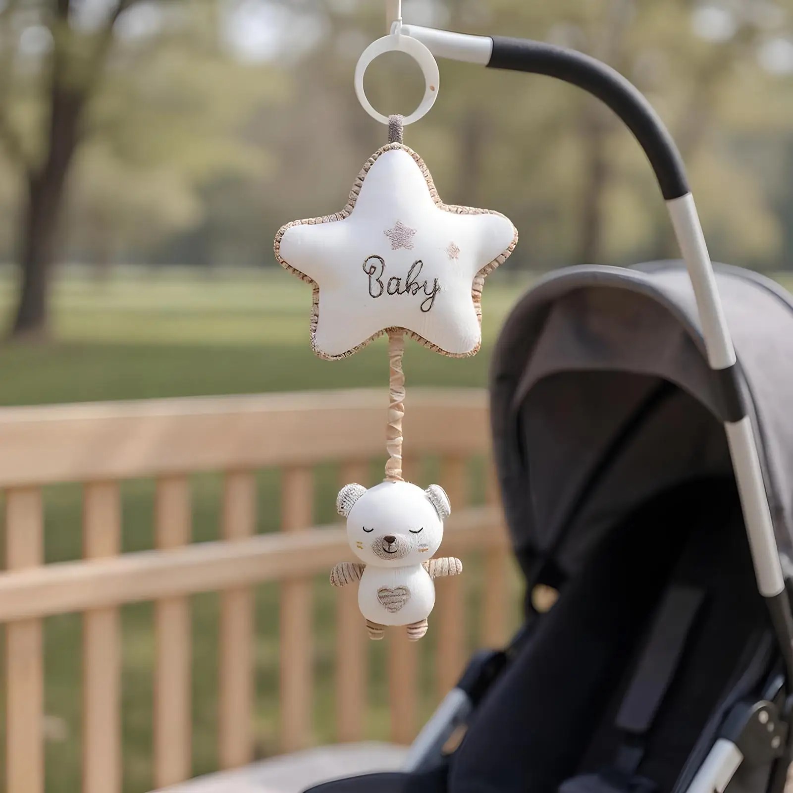 Baby Musical Toy Musical Rattle Baby Hangable Bunny Cute Bunny Doll With Music Box Yarn Knitting Art For Bassinet Cribs Pram Car
