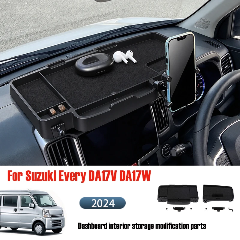 Fit For Suzuki Every DA17V DA17W 2024 Dashboard Storage Box Phone Holder Behind Screen Interior Trim Right Hand Drive