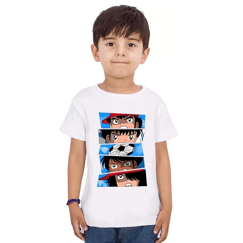 Anime Captain Tsubasa Le Petit Footballer Print Cartoon Kids Cotton T-shirt Summer Girls Baby Boys T Shirt Children's Clothing