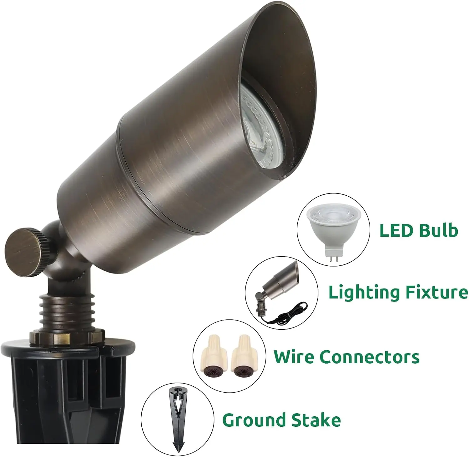 Solid Brass Landscape LED Spotlights Outdoor Low Voltage Lighting AC DC 12V Uplight Accent Light Tree Garden Yard 5W 3000K Warm view 2